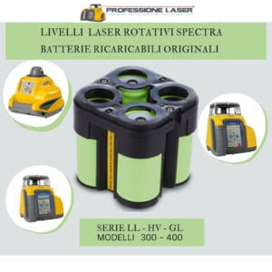 BATTERIE RICARICABILI 10000 mAh PER LIVELLI LASER ROTATIVI SPECTRA 4 Pezzi