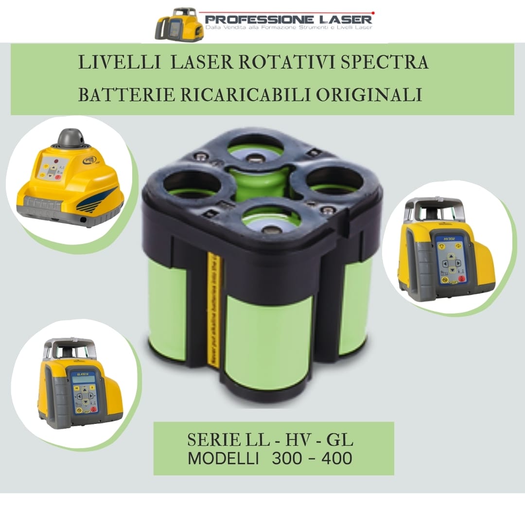 BATTERIE RICARICABILI 10000 mAh PER LIVELLI LASER ROTATIVI SPECTRA 4 Pezzi